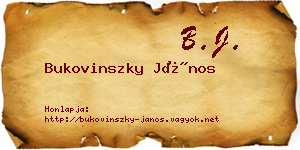 Bukovinszky János névjegykártya