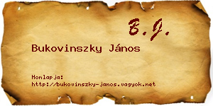 Bukovinszky János névjegykártya